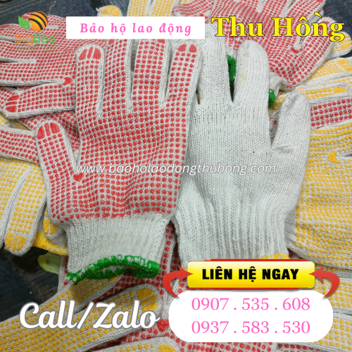 Găng tay len phủ hạt nhựa 60g chống trơn trượt Găng tay len phủ hạt nhựa 60g chống trơn trượt