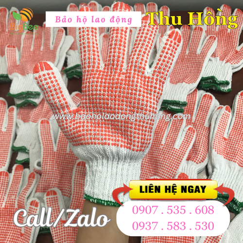 Găng tay len phủ hạt nhựa 60g Găng tay len phủ hạt nhựa 60g