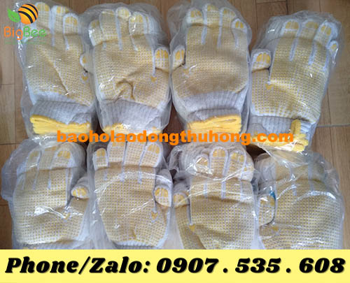 găng tay len phủ hạt nhựa màu vàng Thu Hồng