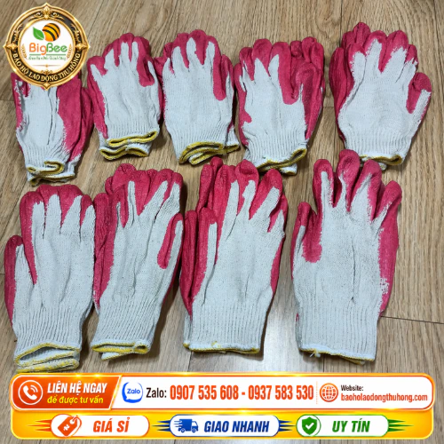 Găng tay len phủ nhựa đỏ đễ nhập giá sỉ rẻ Găng tay len phủ nhựa đỏ đễ nhập giá sỉ rẻ