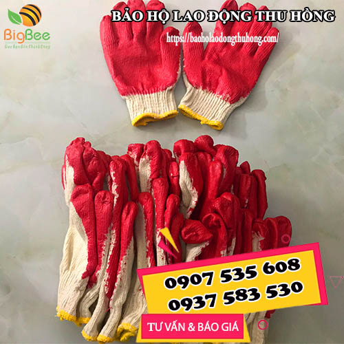 găng tay len phủ sơn đỏ lòng bàn tay 40g 60g 80g