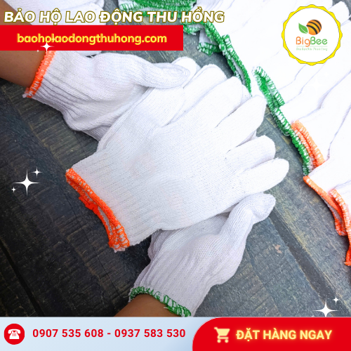 Găng tay len trắng pha cotton bền đẹp, không xù lông Găng tay len trắng pha cotton bền đẹp, không xù lông