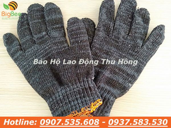 găng tay len xám đen bảo hộ lao động