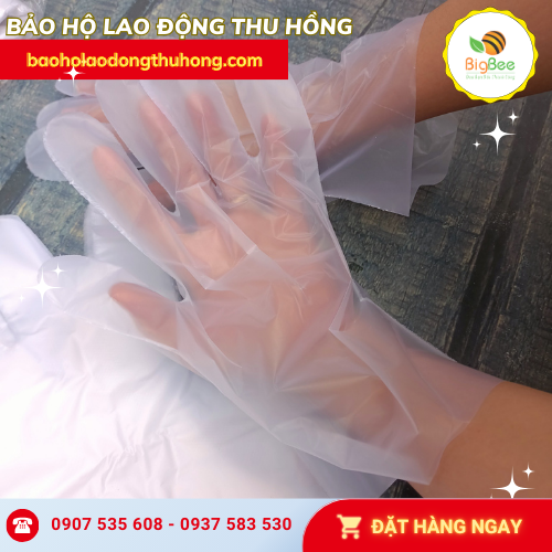 Găng tay nilon thực phẩm dùng một lần bán theo ký Găng tay nilon thực phẩm dùng một lần bán theo ký