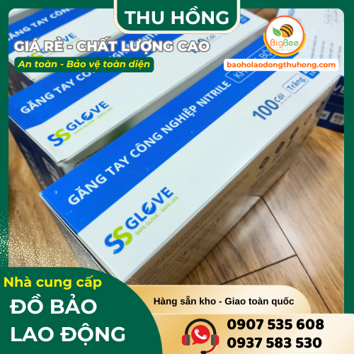 Găng tay nitrile ssglove không bột giá rẻ hộp 100 chiếc Găng tay nitrile ssglove không bột giá rẻ hộp 100 chiếc