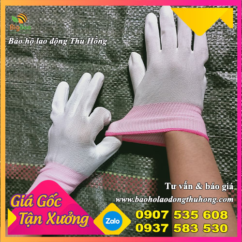 Găng tay phủ PU bàn chống tĩnh điện sợi polyester