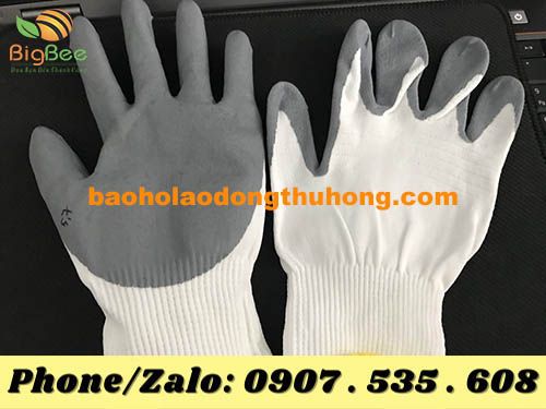 găng tay phủ PU bàn xám