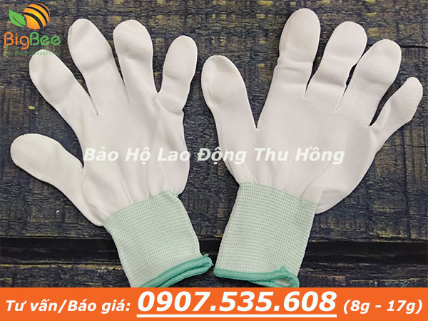 găng tay phủ PU trắng