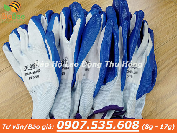 hình ảnh găng tay phủ PU xanh