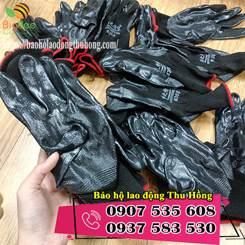 găng tay phủ sơn Nitrile đen chống dầu