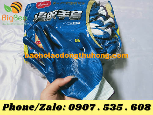 găng tay phủ sơn xanh hàng Trung Quốc