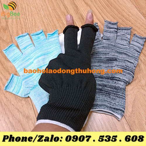 găng tay phượt hở ngón vải thun cotton