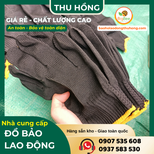 Găng tay poly màu đen 50g viền vàng hàng xưởng siêu đẹp Găng tay poly màu đen 50g viền vàng hàng xưởng siêu đẹp