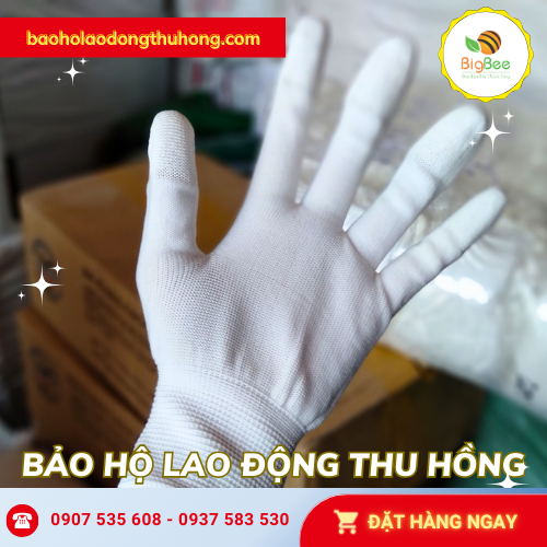 Găng tay PU phủ ngón tay màu trắng Găng tay PU phủ ngón tay màu trắng