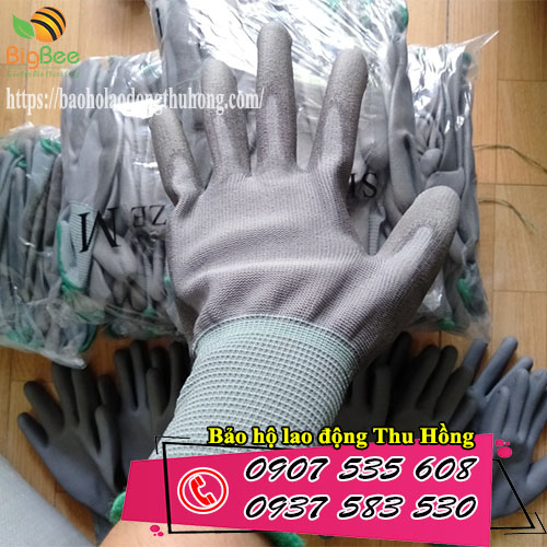 Găng tay PU xám phủ bàn chống tĩnh điện loại tốt