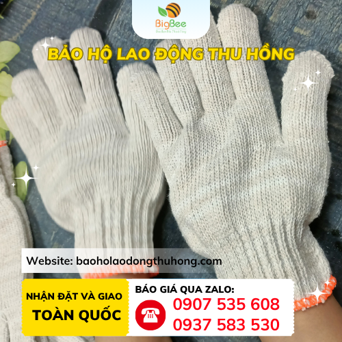 Găng tay sợi len kem 70g viền cam Găng tay sợi len kem 70g viền cam