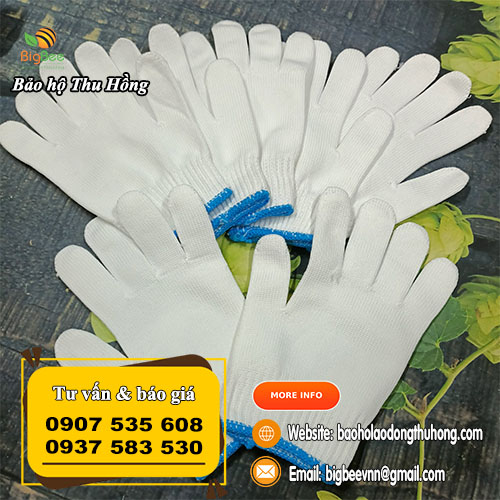 Găng tay sợi poly màu trắng cho công nhân Găng tay sợi poly màu trắng cho công nhân