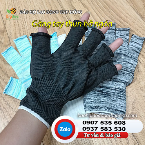 Găng tay thun hở ngón tiện ích cho nhiều ngành nghề Găng tay thun hở 10 đầu ngón tay 02