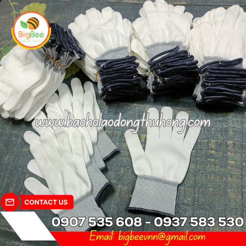 Găng tay thun không phủ PU vải siêu mịn Găng tay thun không phủ PU vải siêu mịn