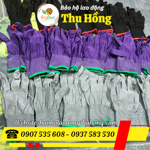 Găng tay thun kim 13 đủ màu đen, xám, tím Găng tay thun kim 13 đủ màu đen, xám, tím