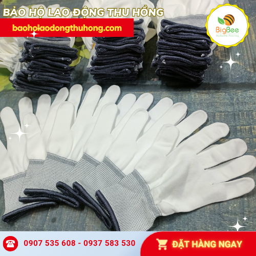 Găng tay thun kim 13 màu trắng cho ngành điện tử Găng tay thun kim 13 màu trắng cho ngành điện tử