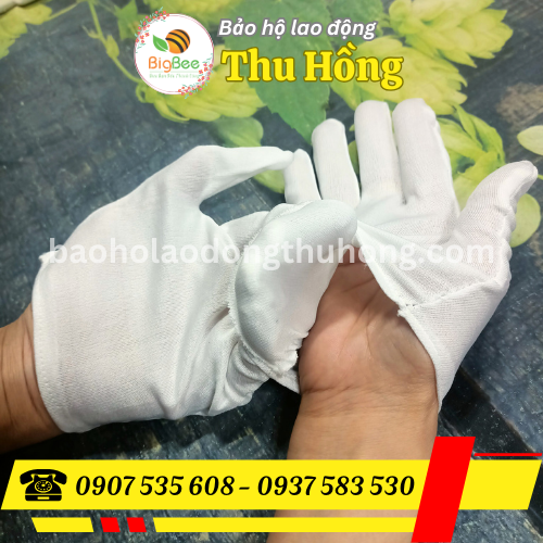 Găng tay thun L+2 màu trắng trơn cho công nhân Găng tay thun L+2 màu trắng trơn cho công nhân