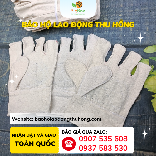 Găng tay vải bạt 9 màu trắng Găng tay vải bạt 9 màu trắng