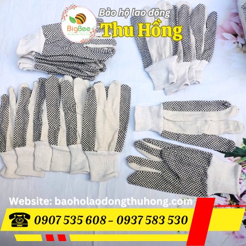 Găng tay vải bạt phủ hạt nhựa đen giá rẻ bịch 10 đôi Găng tay vải bạt phủ hạt nhựa đen giá rẻ bịch 10 đôi