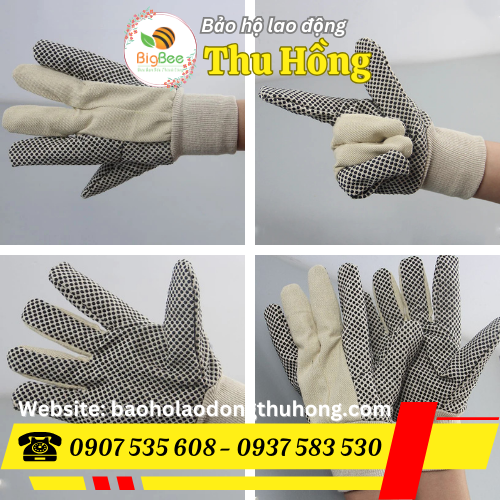 Găng tay vải bạt phủ hạt nhựa đen giá rẻ bỏ sỉ cho xưởng Găng tay vải bạt phủ hạt nhựa đen giá rẻ bỏ sỉ cho xưởng