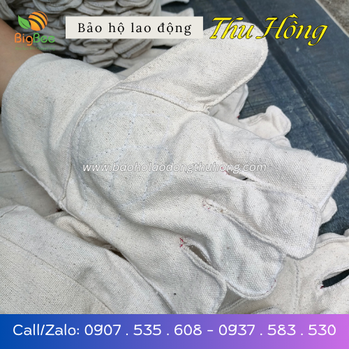 Găng tay vải bạt trắng bảo hộ lao động Găng tay vải bạt trắng bảo hộ lao động