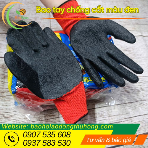 Găng tay vải chống cắt màu đen cho ngành cơ khí