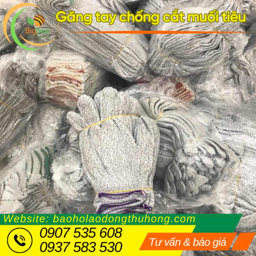 Găng tay vải chống cắt màu muối tiêu số lượng lớn tại kho Găng tay vải chống cắt màu muối tiêu số lượng lớn tại kho
