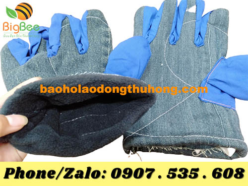 găng tay vải dày chống nhiệt nóng Jean - Kaki trơn 2 lớp