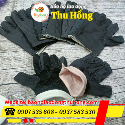 Găng tay vải kaki đen 2 lớp dày dặn Găng tay vải kaki đen 2 lớp dày dặn