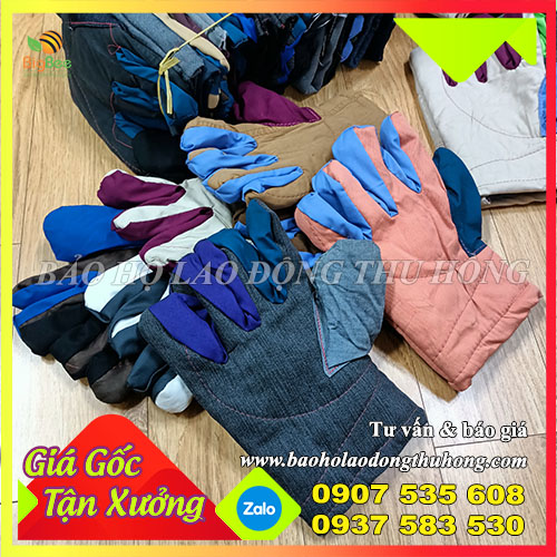 Găng tay vải mập kaki bảo hộ chống nóng cho công nhân Găng tay vải mập kaki bảo hộ chống nóng cho công nhân