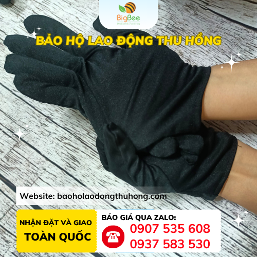 Găng tay vải màu đen chất liệu poly mềm mịn Găng tay vải màu đen chất liệu poly mềm mịn