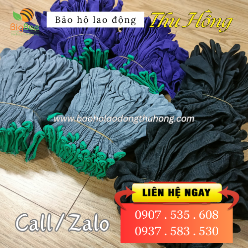 Găng tay vải nhiều màu bó 10 đôi Găng tay vải nhiều màu bó 10 đôi