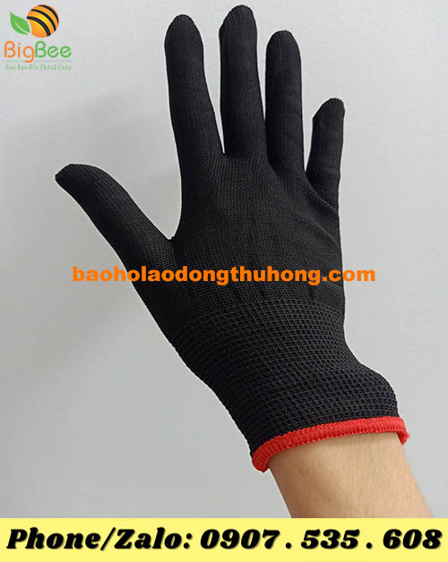 găng tay vải thun đen co giãn