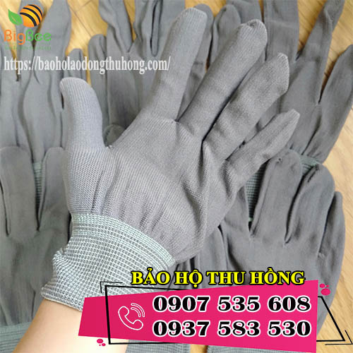 găng tay vải thun mỏng màu xám trơn