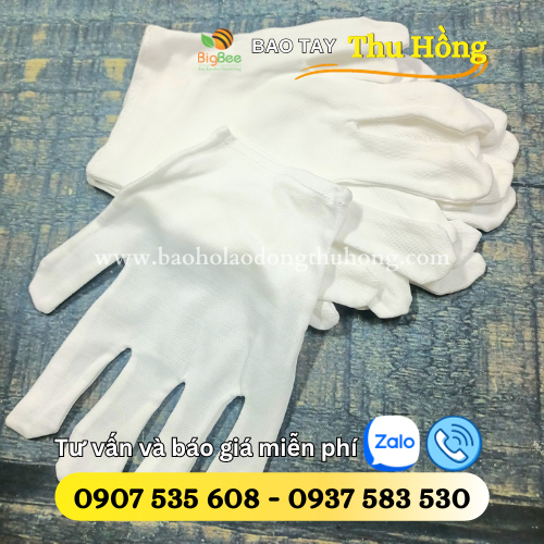 Găng tay vải thun trắng L+2 cổ ngắn Găng tay vải thun trắng L+2 cổ ngắn
