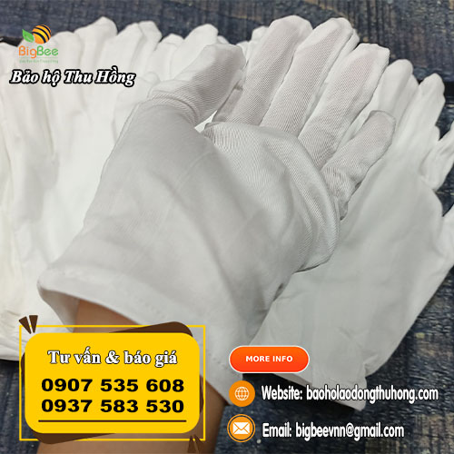 Găng tay vải thun trắng L+4 siêu mềm mịn cho công nhân Găng tay vải thun trắng L+4 siêu mềm mịn cho công nhân