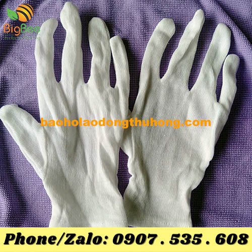 găng tay vải thun trắng PE