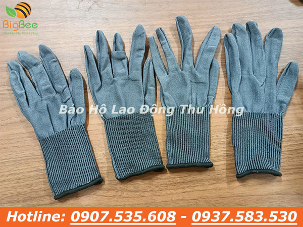 găng tay vải thun xám cổ dài