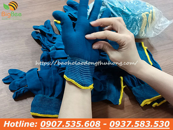găng tay vải thun xanh kim 13 giá rẻ