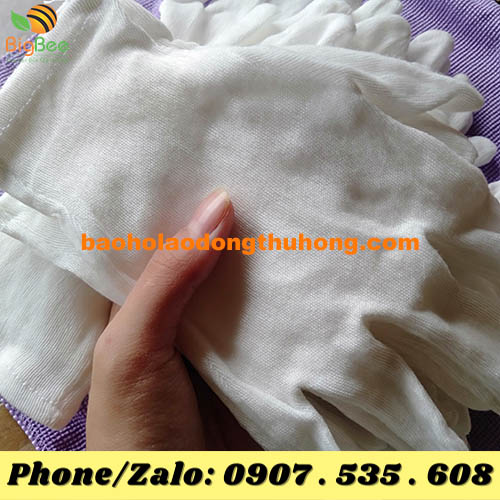 găng tay vải trắng PE