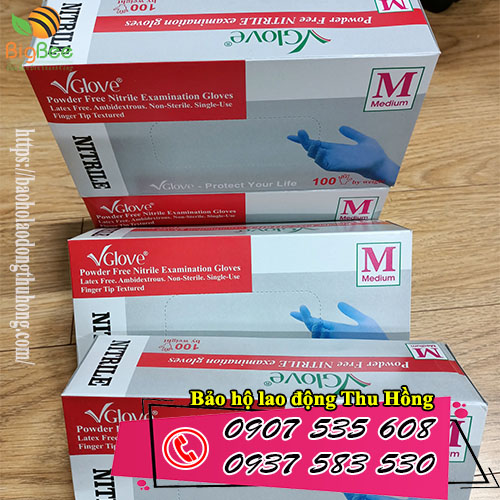 Găng tay Vglove Nitrile màu xanh giá rẻ