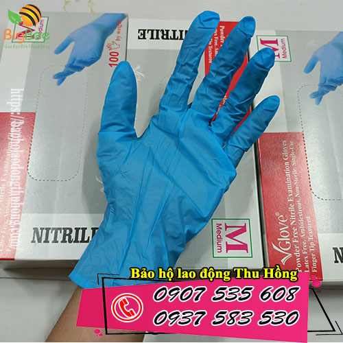 Găng tay Vglove Nitrile màu xanh