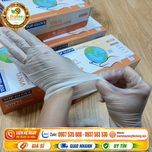 Găng tay Vinyl Top Glove không bột dùng trong thực phẩm Găng tay Vinyl Top Glove không bột dùng trong thực phẩm