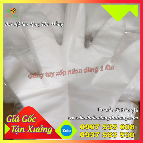 Găng tay xốp nilon dùng trong ngành làm đẹp, thực phẩm Găng tay xốp nilon dùng trong ngành làm đẹp, thực phẩm