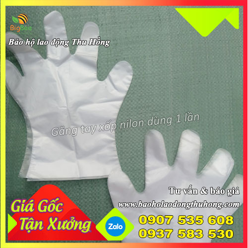 Găng tay xốp nilon nhựa HDPE loại tốt Găng tay xốp nilon nhựa HDPE loại tốt